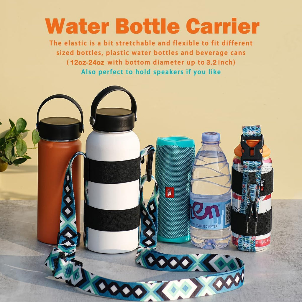 Heyskay 2Pcs Water Bottle Holder With Strap, Handle Strap Sling With Adjustable Shoulder Strap & Carabiner 12Oz-24Oz For Hydro F