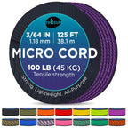 Teceum Micro Paracord - Indigo - 1.18 Mm X 125 Ft - Micro Utility Cord - Thin Braided Paracord Rope Nylon Polyester - Wind Chime