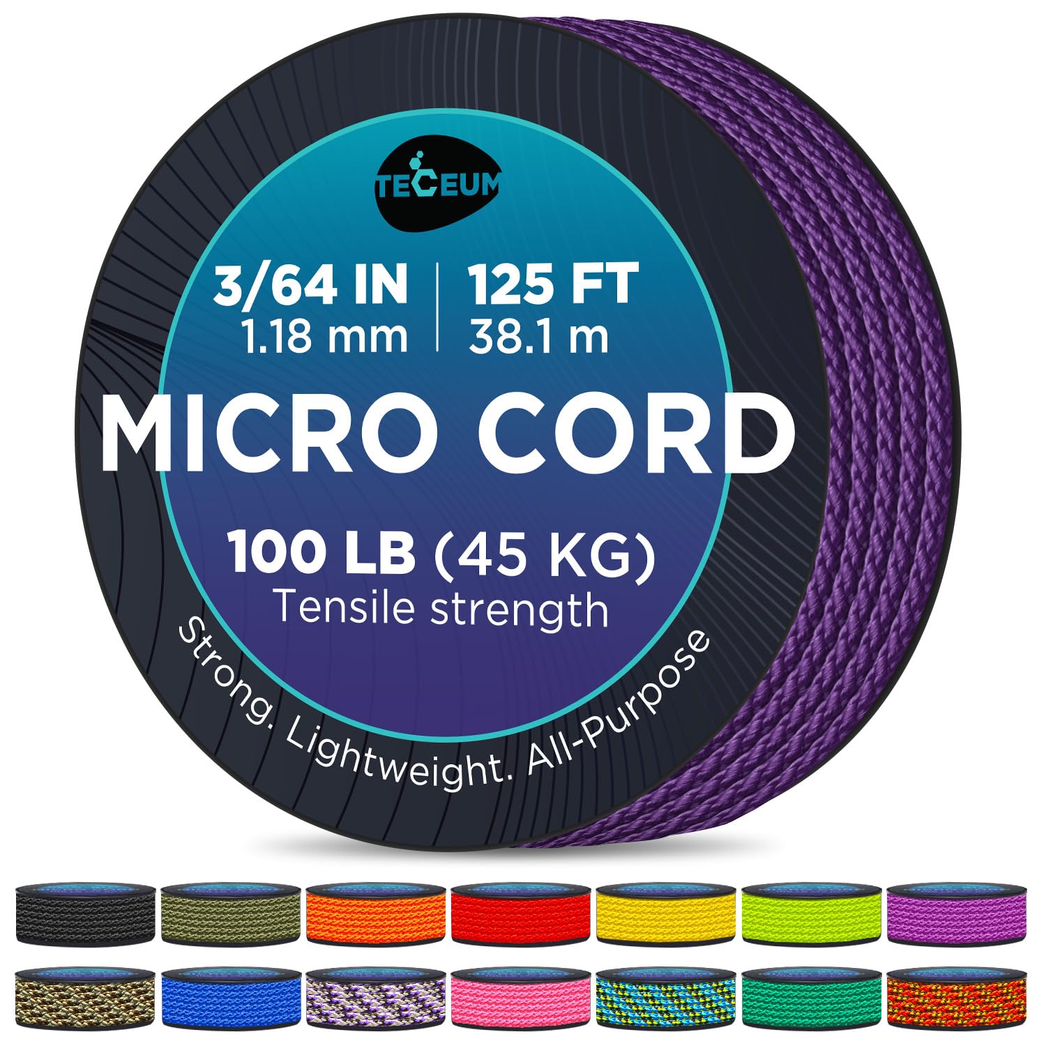Teceum Micro Paracord - Indigo - 1.18 Mm X 125 Ft - Micro Utility Cord - Thin Braided Paracord Rope Nylon Polyester - Wind Chime