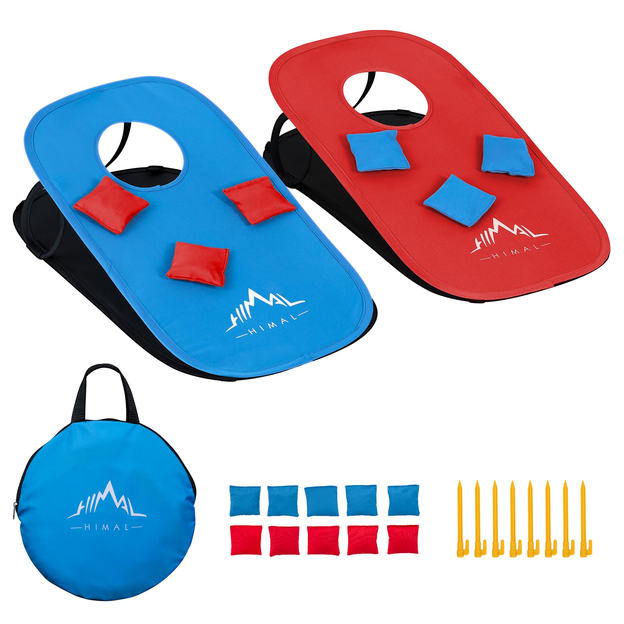 Himal Collapsible Portable Cornhole Game Boards 10 Cornhole Bean Bags Cornhole Set Tic Tac Toe Game 2 Games On 1 Board (2 X 1-Fe