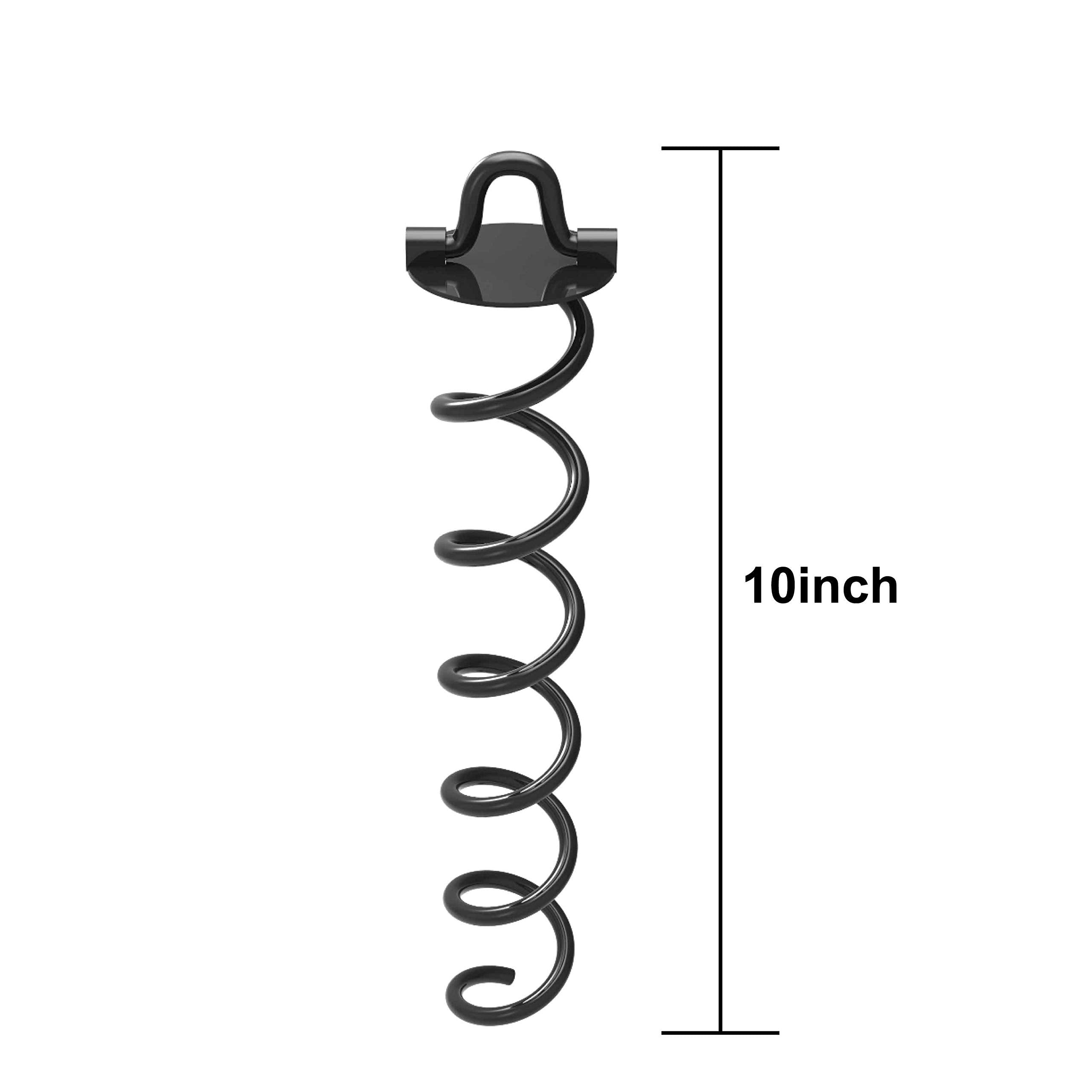 Abccanopy 10'' Spiral Ground Anchor With Dog Tie Out For Anchor Swings Set Down, Tent (Black)