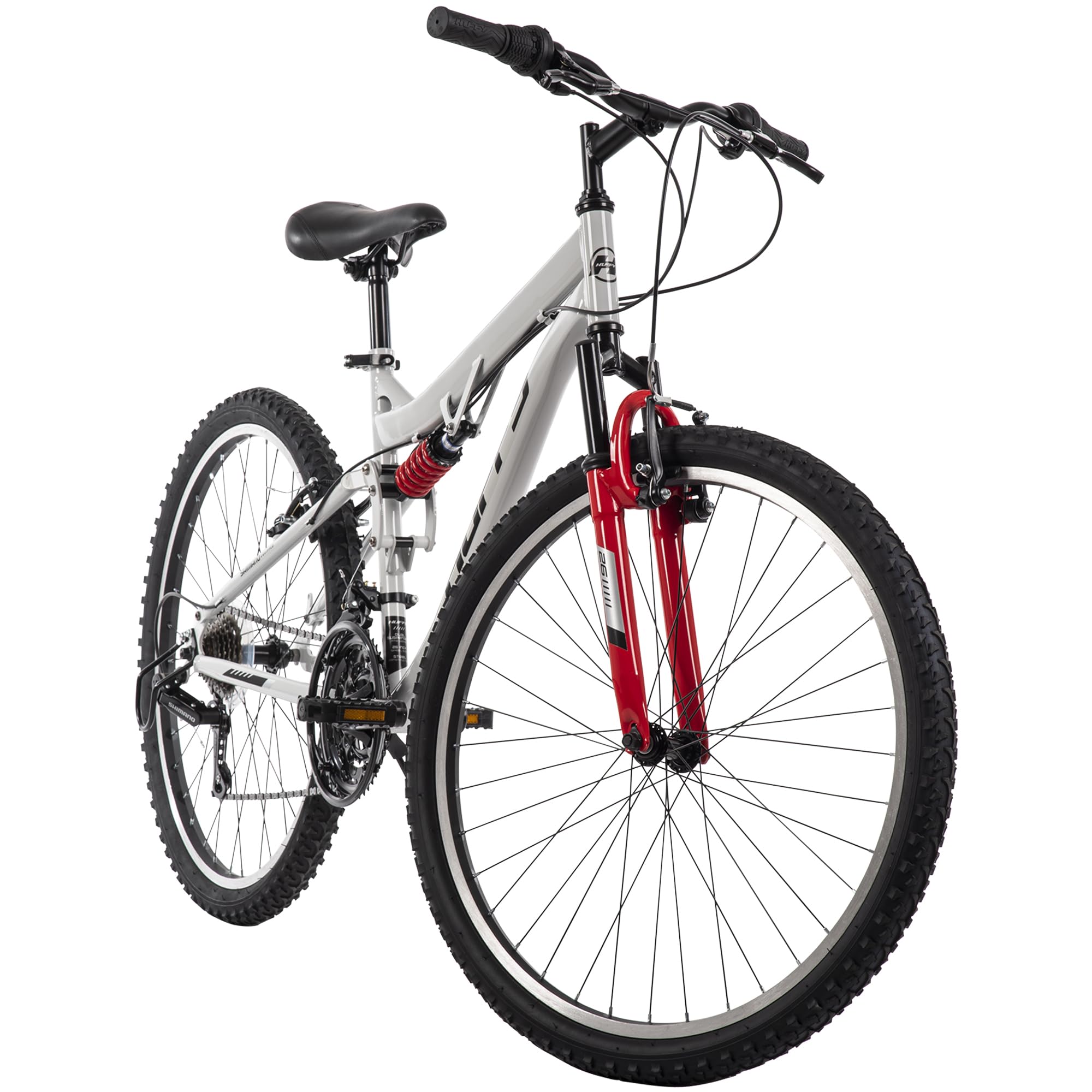 Huffy Stone Mountain 21-Speed Dual Suspension Mens Mountain Bike, 26-Inch, Gray