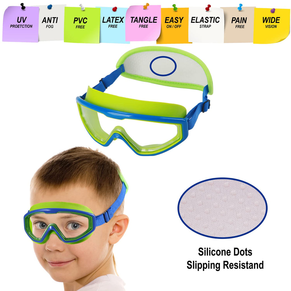 Hydrocomfy Kids Swim Goggles 4-7, Swimming Goggles Kids, Green Dino Swimming Goggles For Kids/Toddlers/Youth