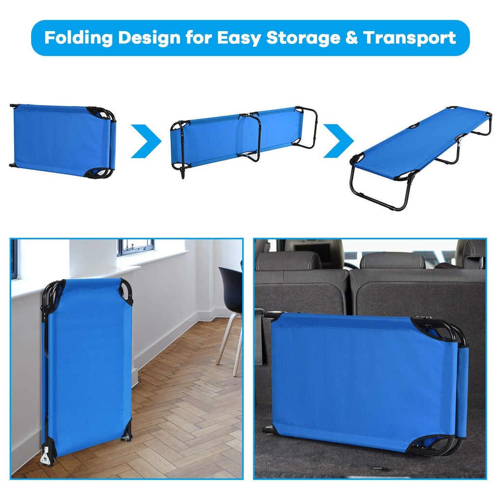 Gymax Folding Camping Cot, Portable Ultralight Compact Sleeping Cot Bed For Adults With Oxford Fabric, For Outdoor Travel Backpa