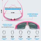 Moofee Cycling Glasses Sports Polarized Sunglasses For Men Women Riding Fishing Golf Baseball Running Glasses (Mf006-Pink)