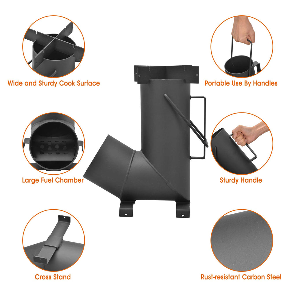 Stanbroil Camping Rocket Stove For Outdoor Cooking, Portable Wood Burning Stove For Backyard, Camp Cooking And Emergency Situati