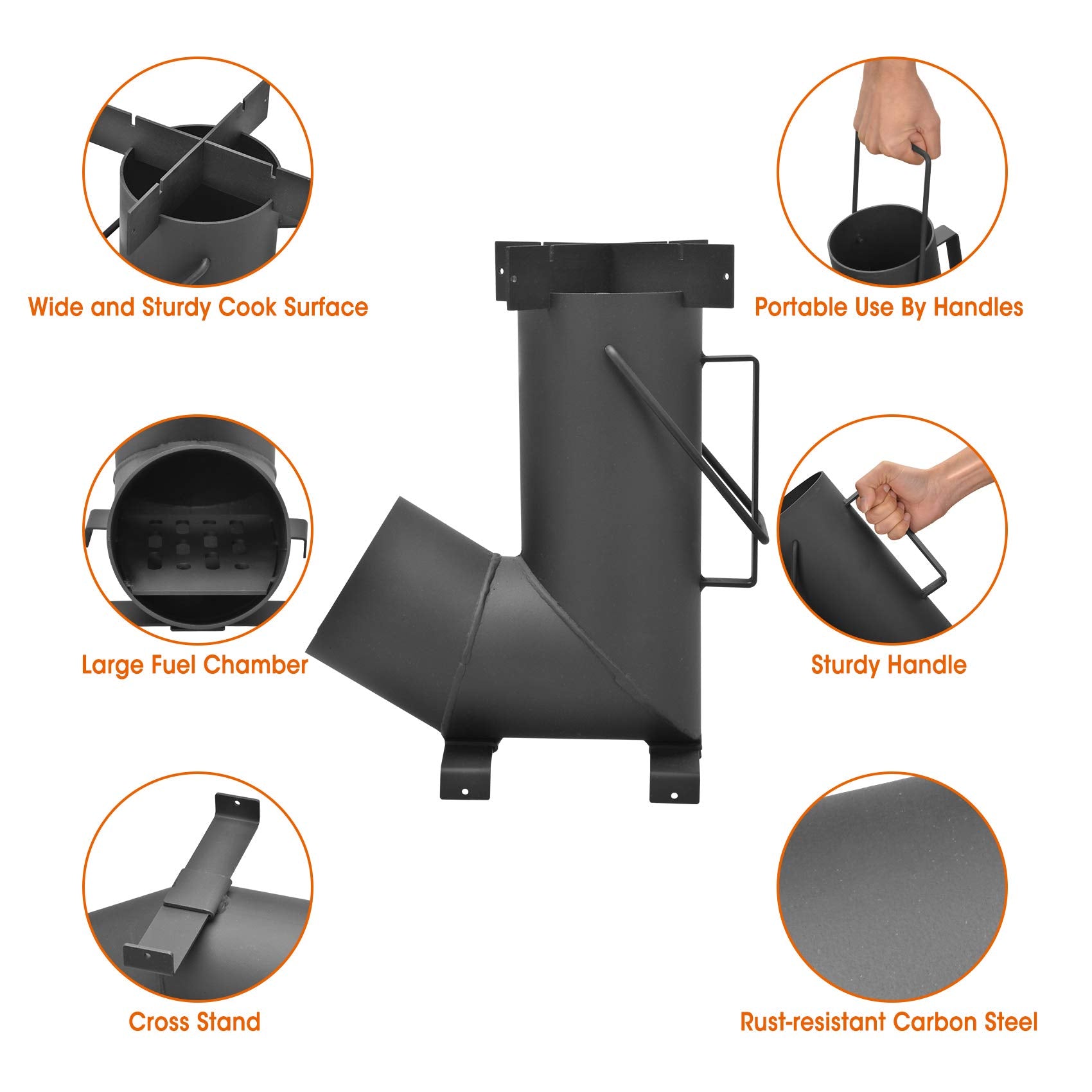 Stanbroil Camping Rocket Stove For Outdoor Cooking, Portable Wood Burning Stove For Backyard, Camp Cooking And Emergency Situati