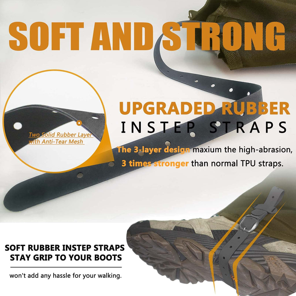 Frelaxy Leg Gaiters 100% Waterproof Hiking Gaiters, Hunting Gaiters With Upgraded Rubber Foot Strap, Adjustable Snow Boot Gaiter
