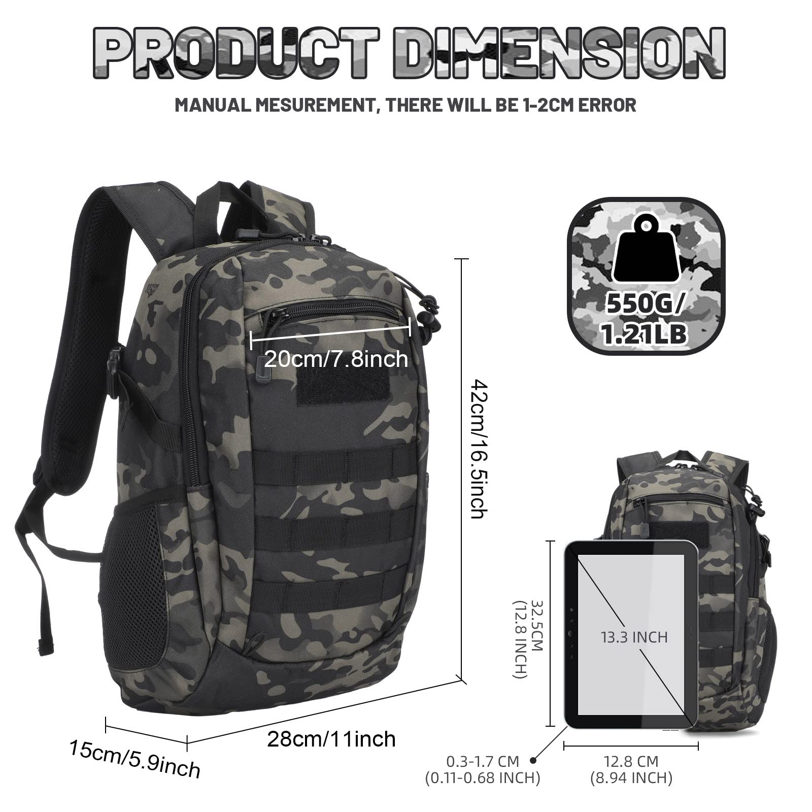 Huntvp 10L/20L/30L Tactical Backpack Military Molle Backpack Rucksack Gear Tactical Assault Pack For Hunting Camping Trekking (2