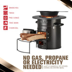 Supply Rocket Stove - Camping Wood Stove For Emergency Preparedness, Survival, Off Grid Living Supplies - Portable Wood Burning