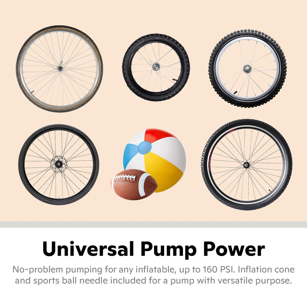 Schwinn Air Center Pro Bike Tire Floor Pump, Up To 160 Psi With Large Handle Guage, Pump Head Fits Schrader And Presta Valve Typ