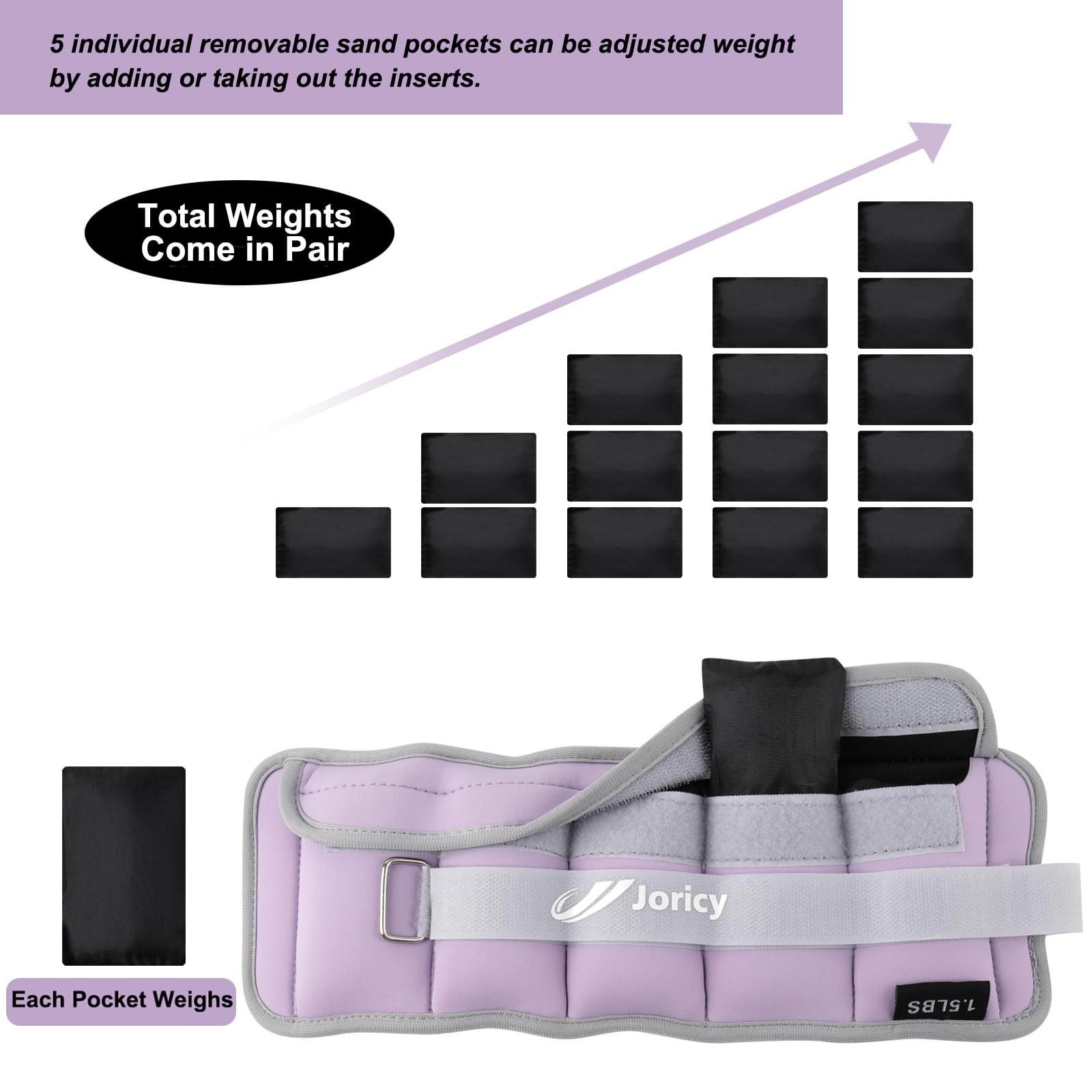 Adjustable Ankle Weights For Women Men Kids 1-3 Lbs 1 Pair Wrist Leg Arm Weights With Removable Weight, Strength Training Weight