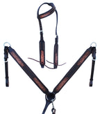 Challenger Horse Western Tooled Leather Headstall Bridle Breast Collar Set 78Fk20A