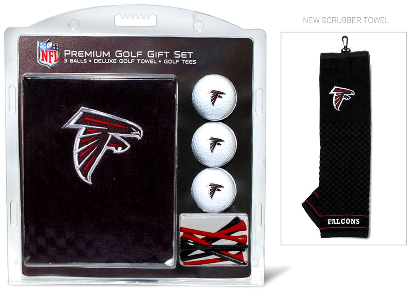 Team Golf Nfl Atlanta Falcons Gift Set: Embroidered Golf Towel, 3 Golf Balls, And 14 Golf Tees 2-3/4'' Regulation, Tri-Fold Towe