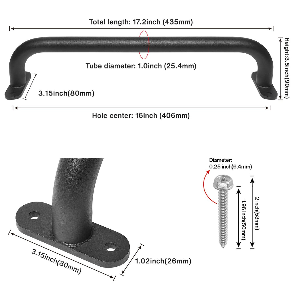 Purife 17 Inch Black Playground Accessories Handles Metal Pack Of 6- Playset Handles, Swing Sets Attachment Grab Bars, Kids Hand