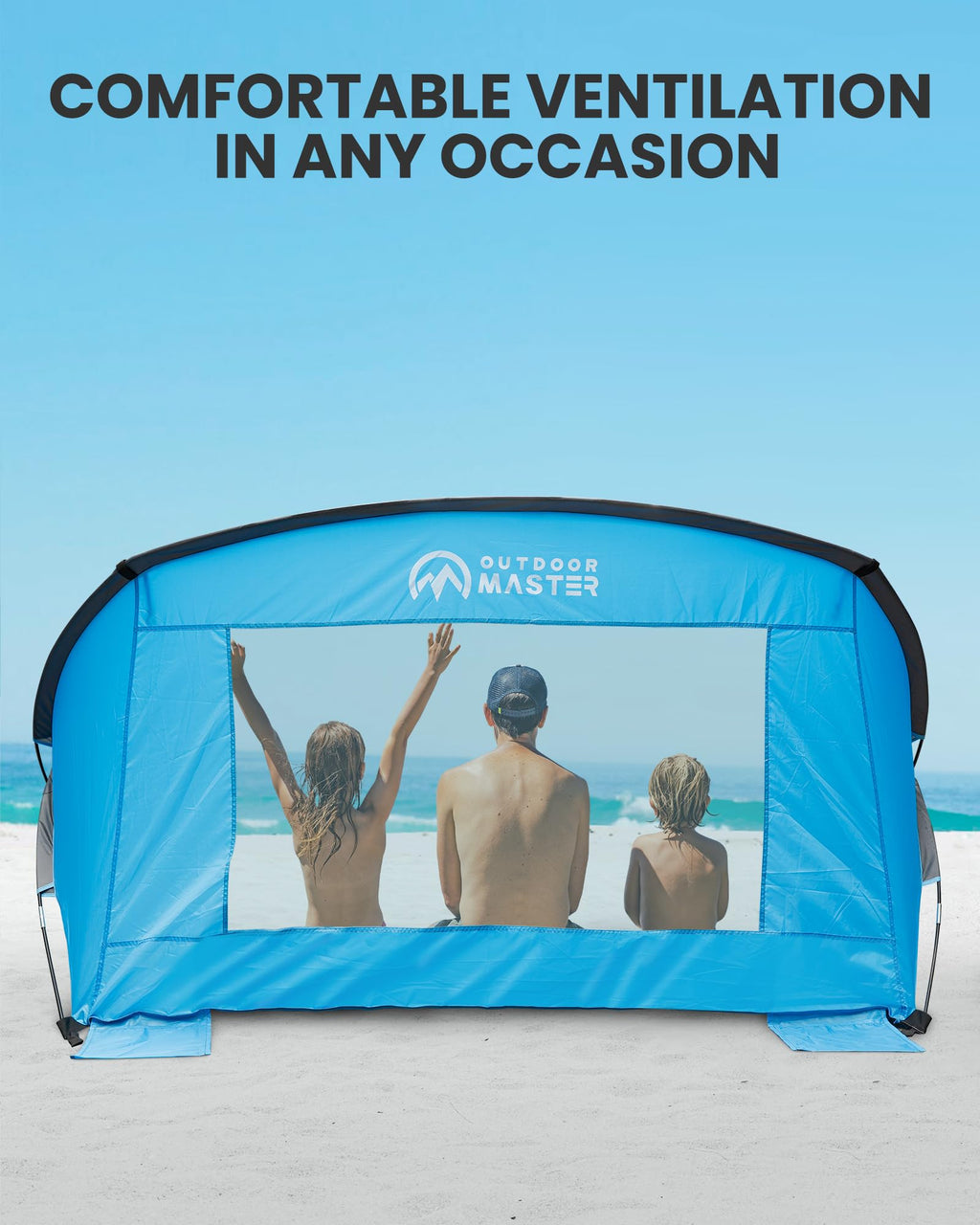 Outdoormaster Beach Tent For 3-4 Person - Easy Setup And Portable Beach Shade Sun Shelter Canopy With Upf 50+ Uv Protection Remo