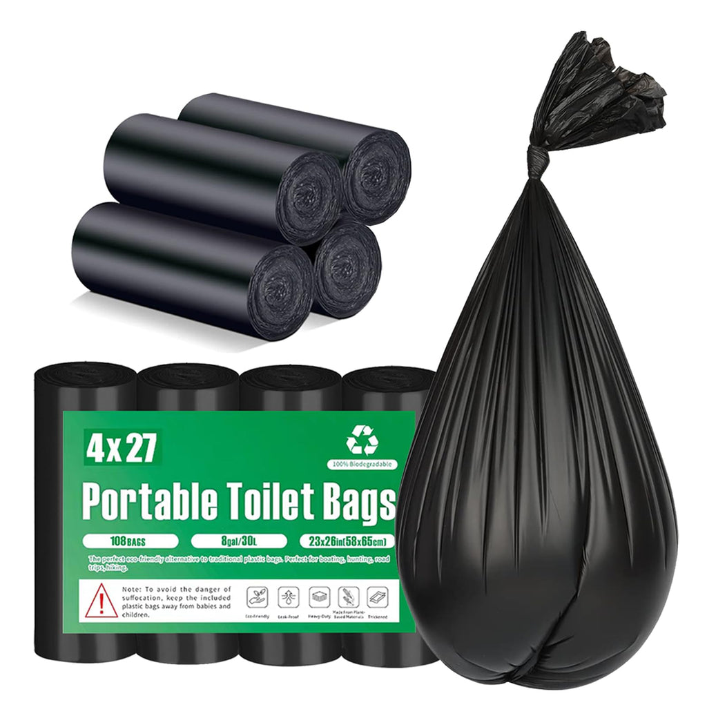 108 Portable Toilet Bags, Taltbrex 8 Gallon Biodegradable Camping Toilet Bags For Portable Potty, Thickened Compostable Trash Ba