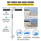 Vevor Sand Anchor, 18'' Length Auger To The Beach And Sandbar, 316 Stainless Steel Screw Anchor W/Removable Handle, Bungee Line