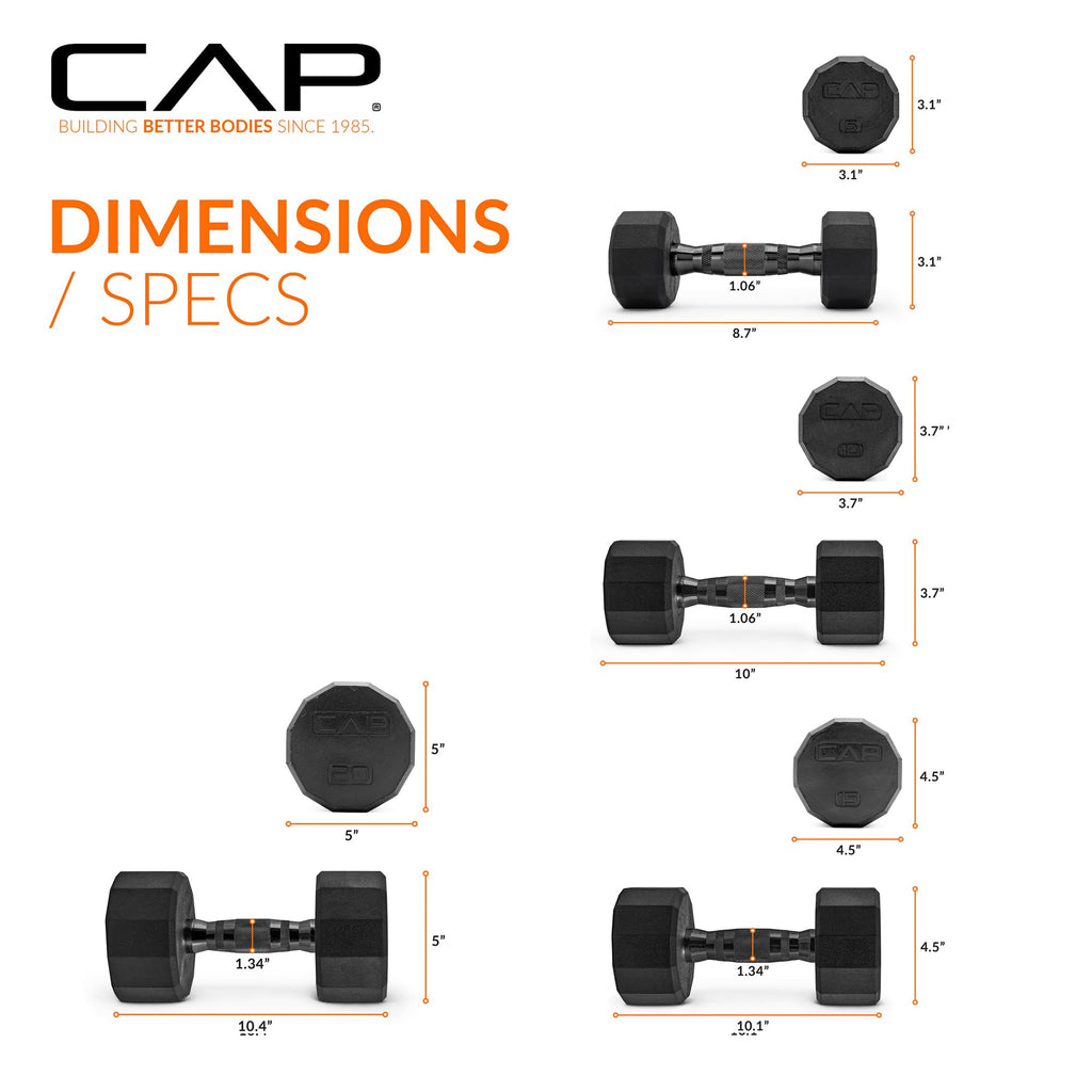 CAP Barbell 100 LB Coated 12-Sided Black Handle Dumbbell Weight Set with Vertical Rack