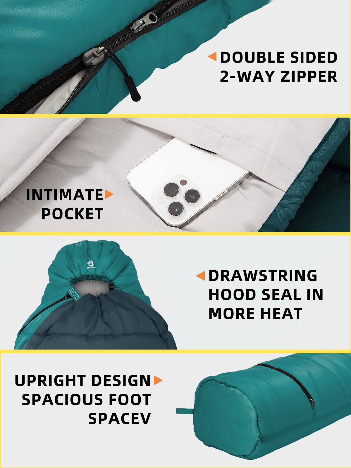 Bessport Mummy Sleeping Bag  15-45 ? Extreme 3-4 Season Sleeping Bag For Adults Cold Weather- Warm And Washable, For Hiking Trav