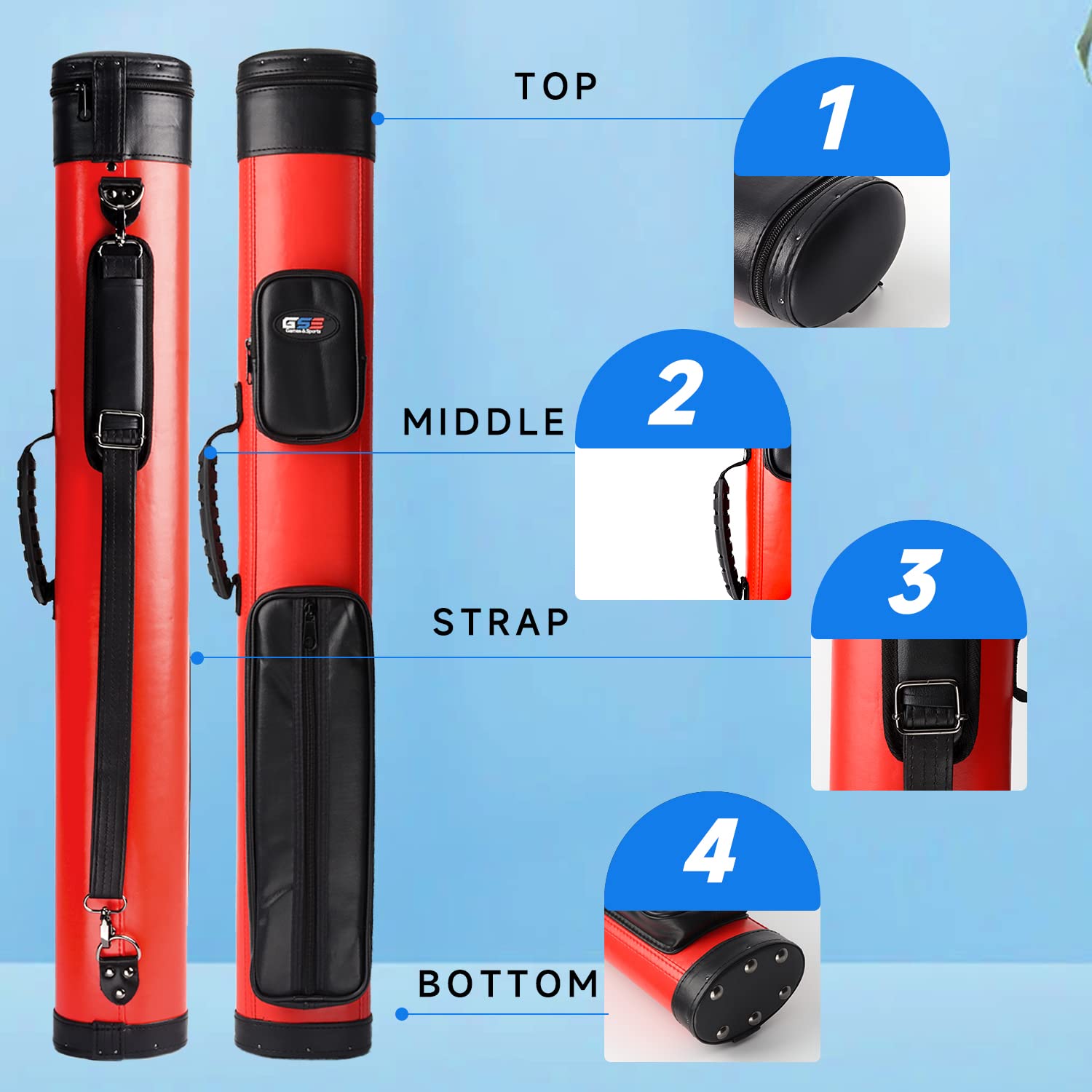 Gse 2X2 Deluxe Hard Billiard Pool Cue Stick Carrying Case, Billiard Cue Case, Billiards Accessories (Square - Black)