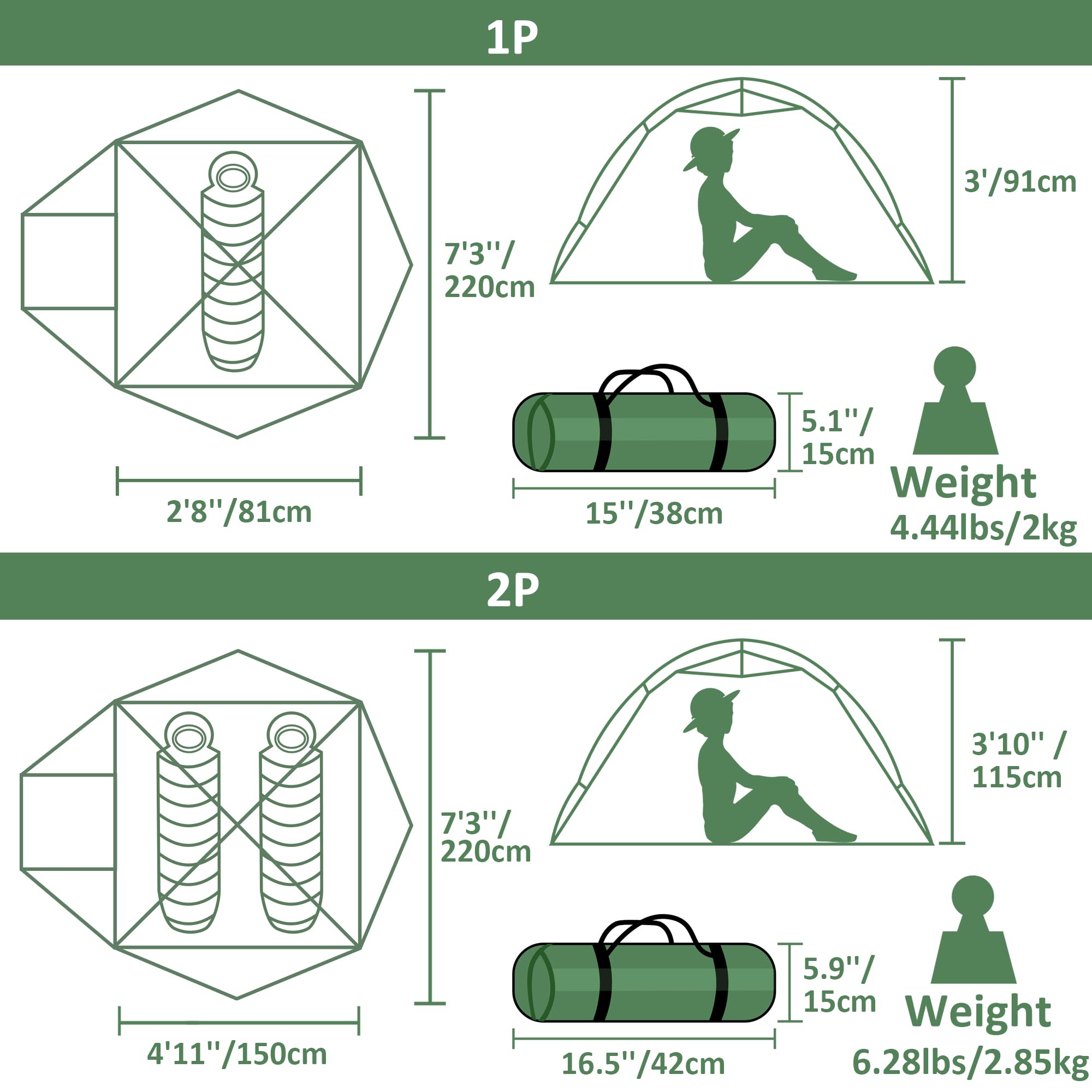 Clostnature Libra Lightweight Backpacking Tent - 1 Person 4 Season Ultralight Waterproof Camping Tent, Large Size Easy Setup Ten