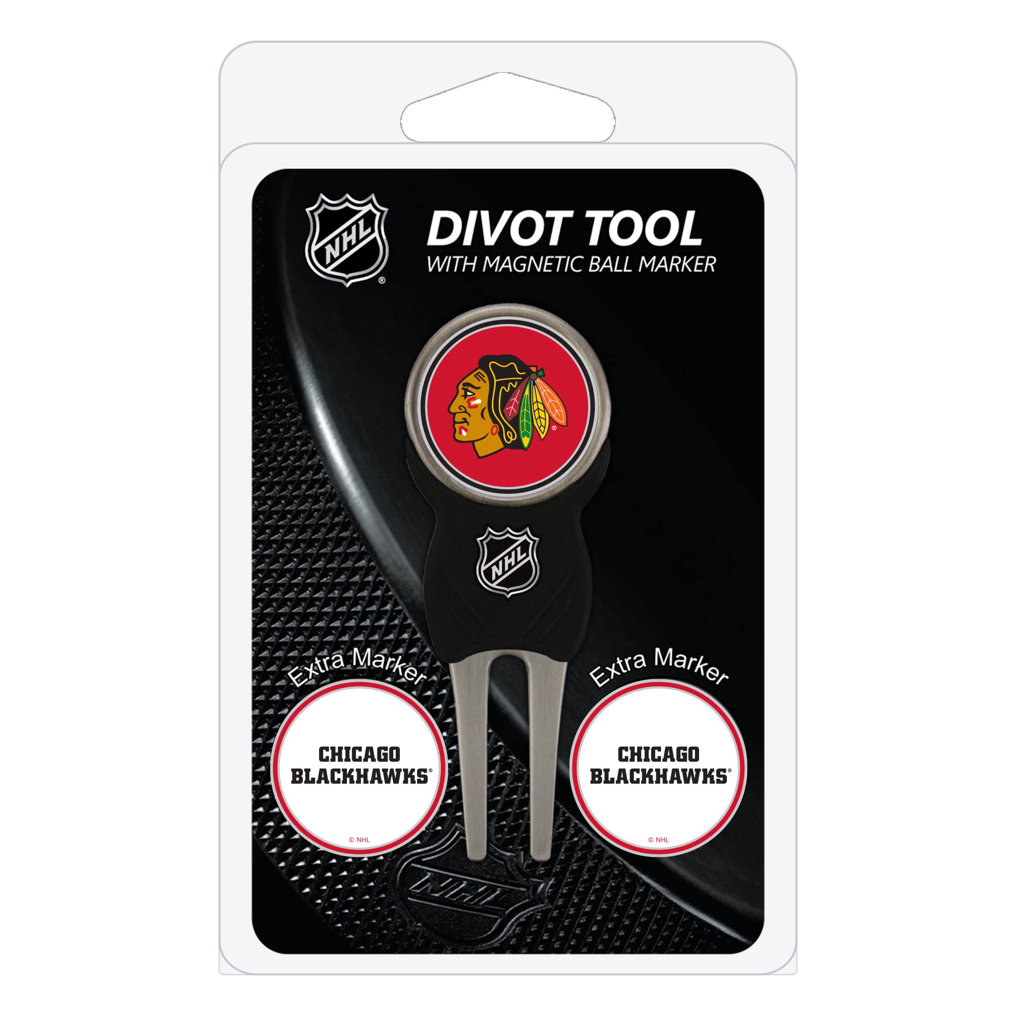 Team Golf Nhl Chicago Blackhawks Divot Tool Pack With 3 Golf Ball Markers Divot Tool With 3 Golf Ball Markers Pack, Markers Are