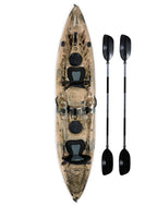 Bkc Tk219 12.5-Foot Tandem 2 Or 3 Person Sit On Top Fishing Kayak W/Padded Seats And Paddles (Camo)