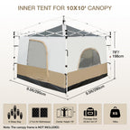 Redcamp Canopy Camping Tent For Pop Up Canopy Tent, Inner Tent With Mesh Window, Converts Straight Leg 10'X10' Or 10'X20' Canopy