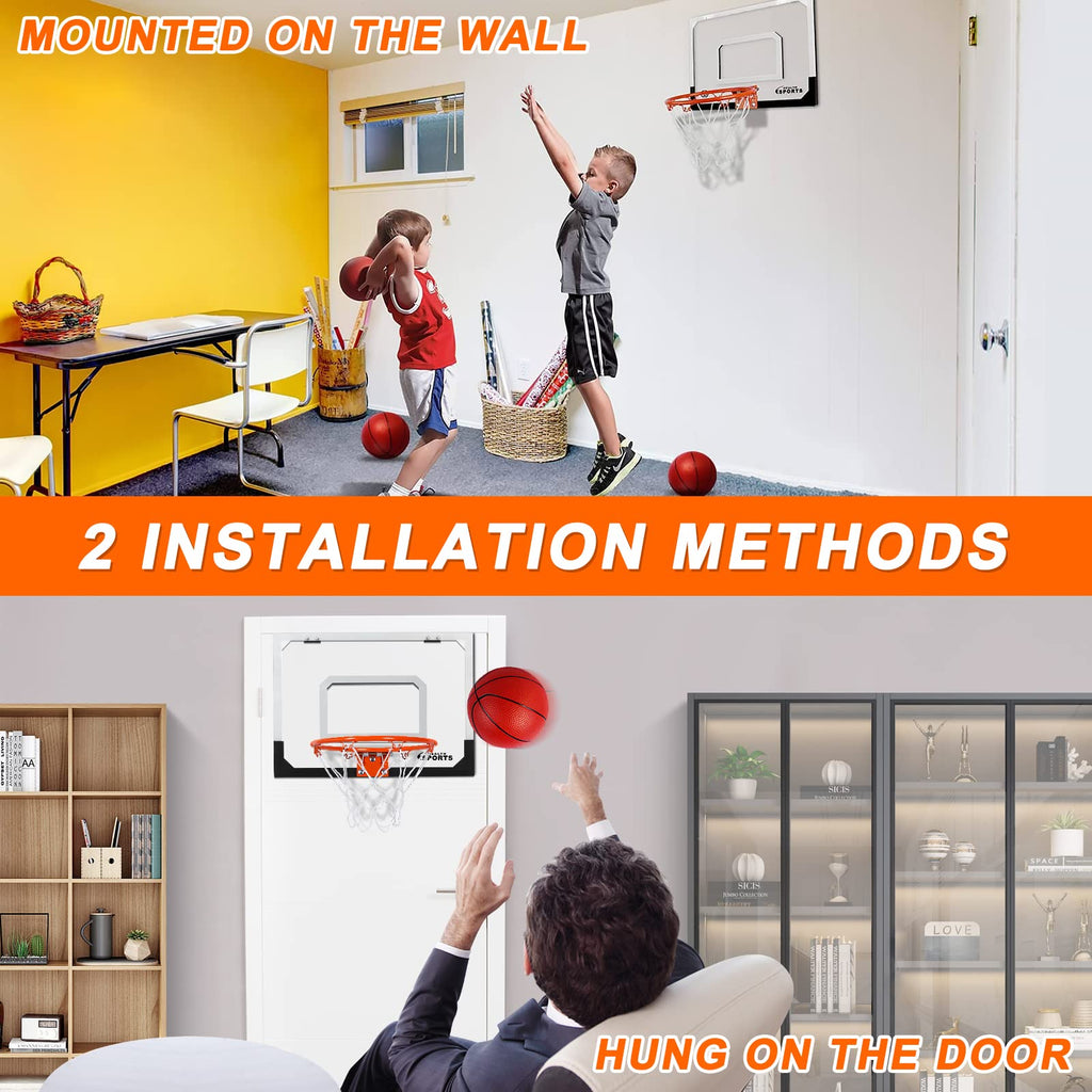 Indoor Basketball Hoop For Kids Adults, Mini Basketball Hoop For Door & Wall With 4 Balls Room Basketball Hoop Over The Door Min