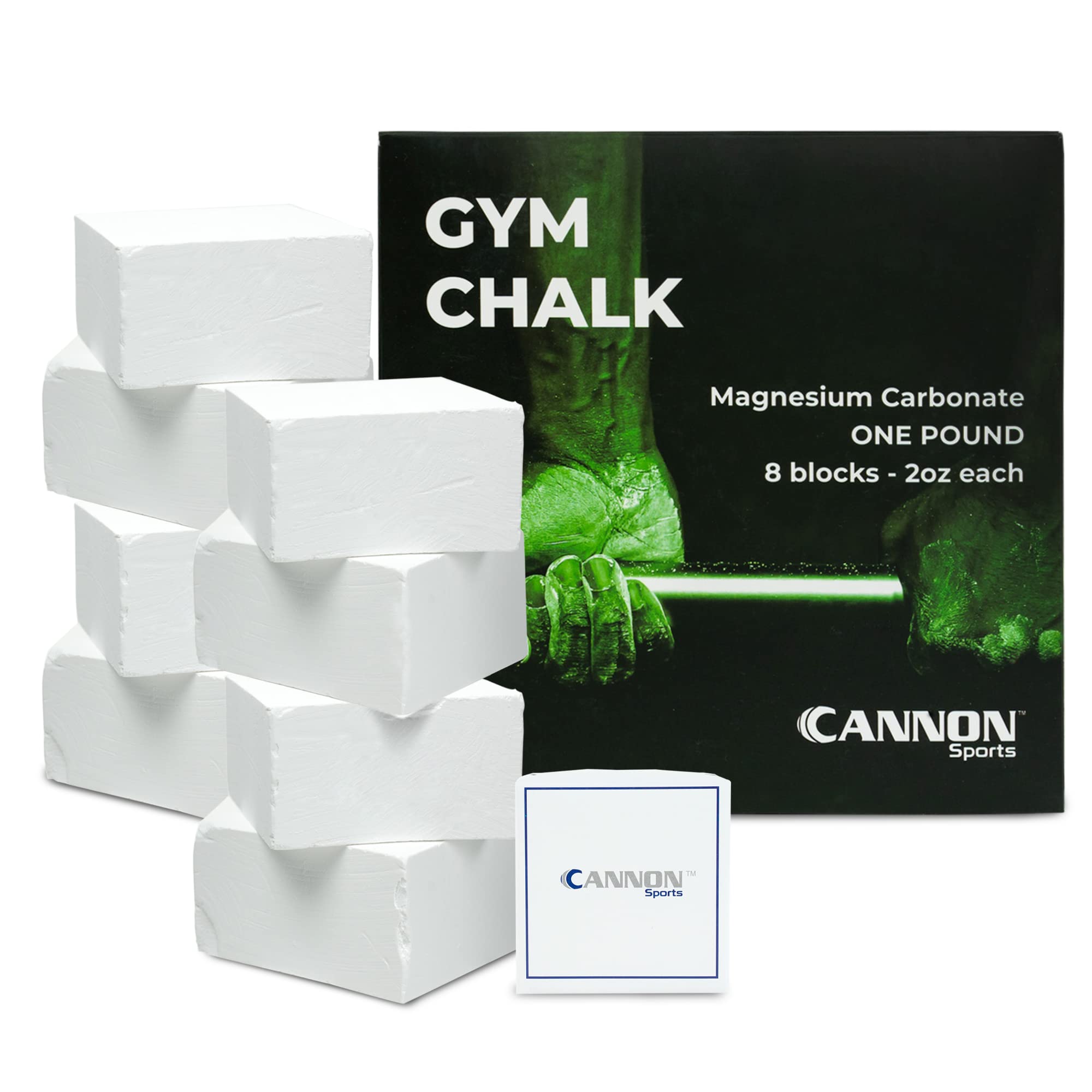 Cannon Sports Gym Chalk Block, 1Lb, Consists Of (8) 2 Oz Blocks, Magnesium Carbonate, Gymnastics, Weightlifting, Rock Climbing