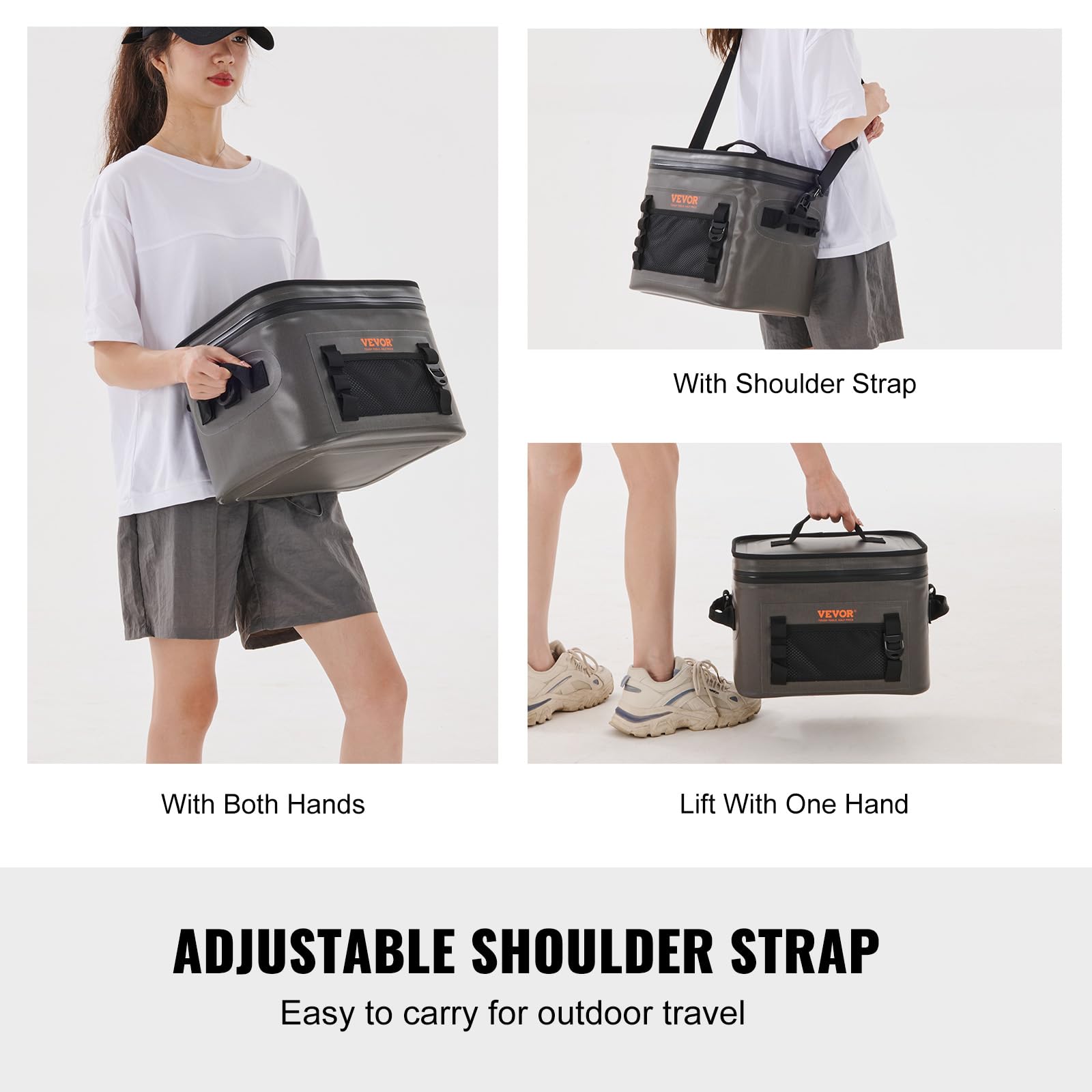 Vevor Soft Cooler 24 Cans Insulated Cooler Bag Leakproof Waterproof Lunch Soft Cooler Lightweight & Portable Cooler For Beach, H