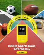 Ball Pump for Sports Balls, HYVOHEX Portable Electric Basketball Pump Ultra Fast Inflation, with Digital LED Display Air Pump fo