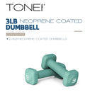 Tone Fitness 3 lb Neoprene Dumbbell Pair for Home Workouts - Non-Slip Design - Teal