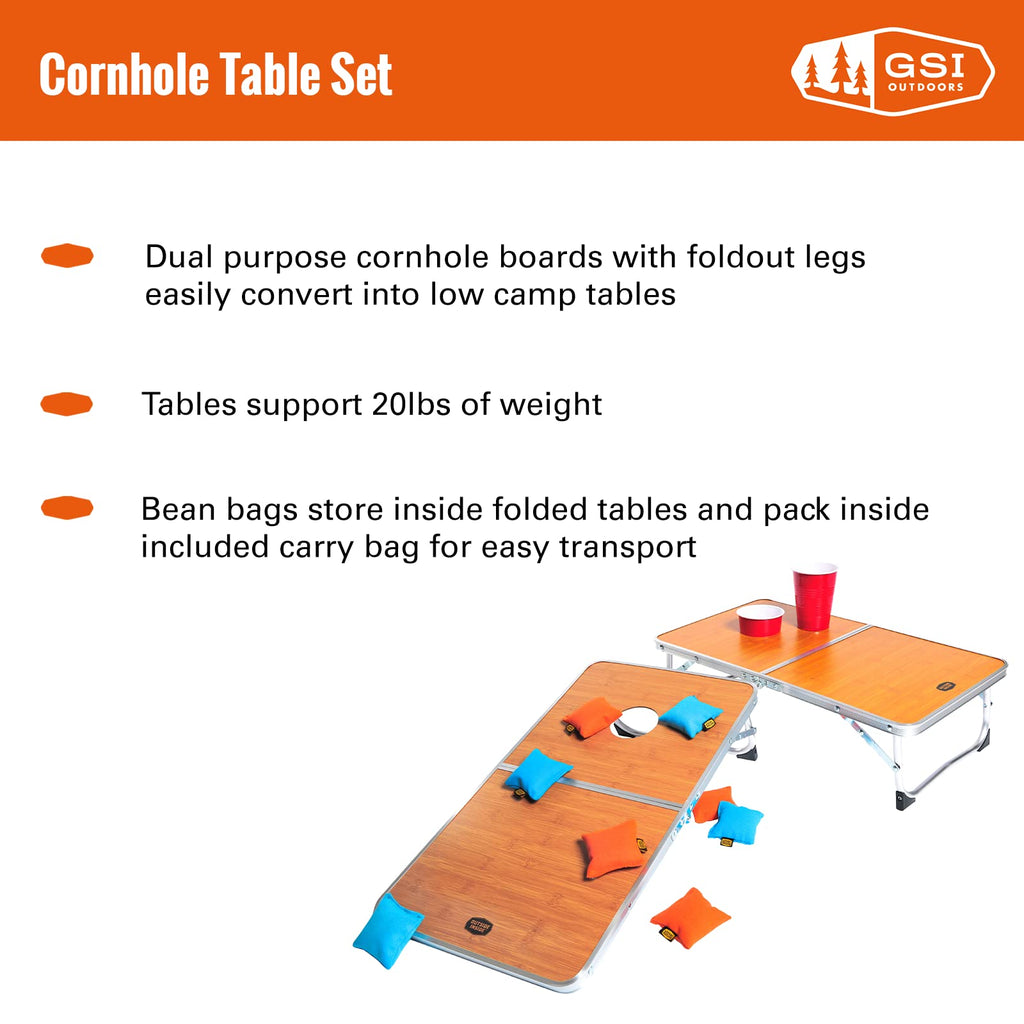 Gsi Outdoors, Cornhole Table Set, Convertible 2-In-1 Table & Cornhole Set For Camping, Travel, Backyard, Picnics, Tailgating, Mu