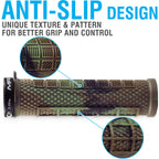 Marque Grapple Mountain Bike Handlebar Grips - Single Lock-On Ring Mtb And Bmx Bicycle Handle Bar With Non-Slip Grip (Jungle Cam
