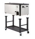Trinity Stainless Steel Beverage Cooler And Ice Chest With Wheels And Built-In Bottle Opener, Rolling Cart With Shelf For Patio,