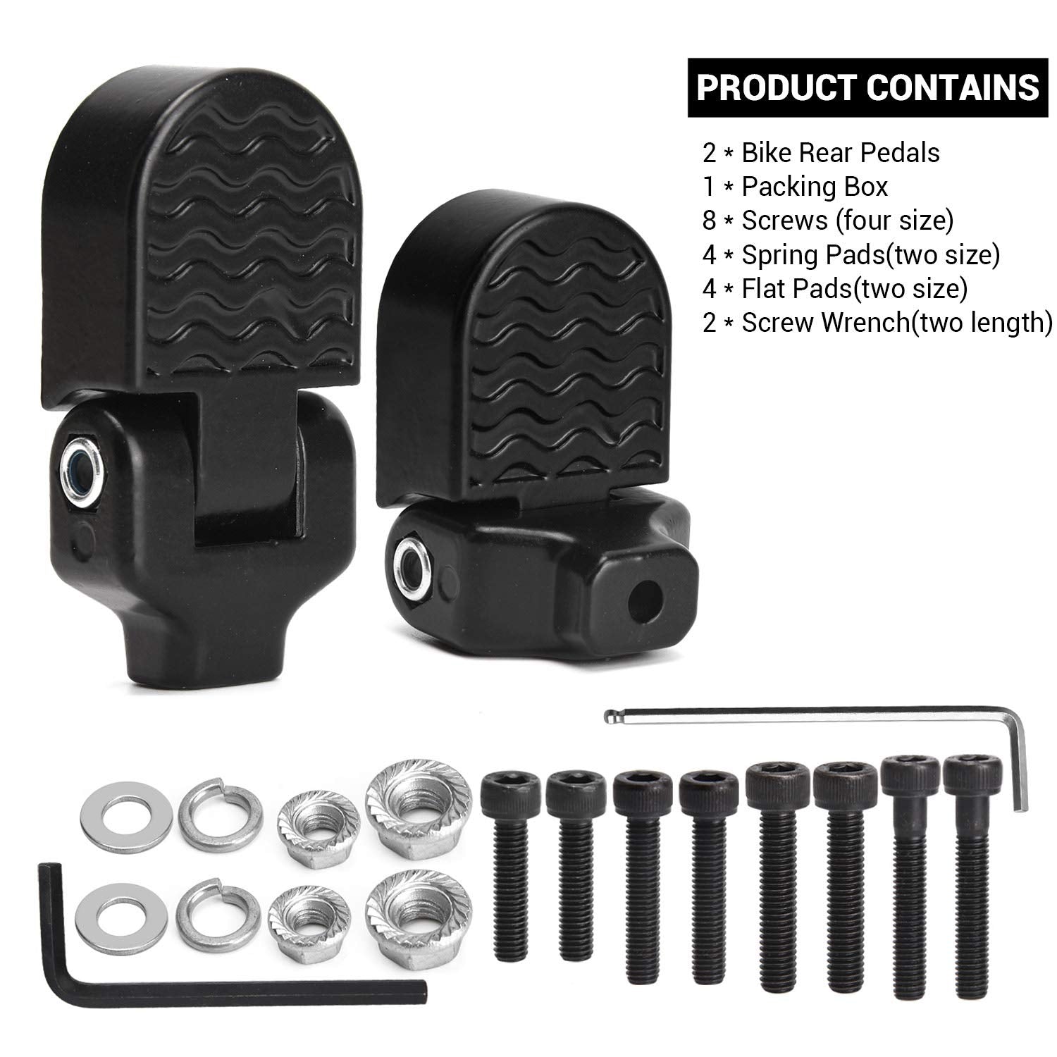 Tobwolf 1 Pair Mini Bike Rear Pedals, 3.1X1.6 In / 8X4Cm Aluminium Alloy Folding Bike Pegs, Non-Slip Bicycle Footrests, Foot Pla