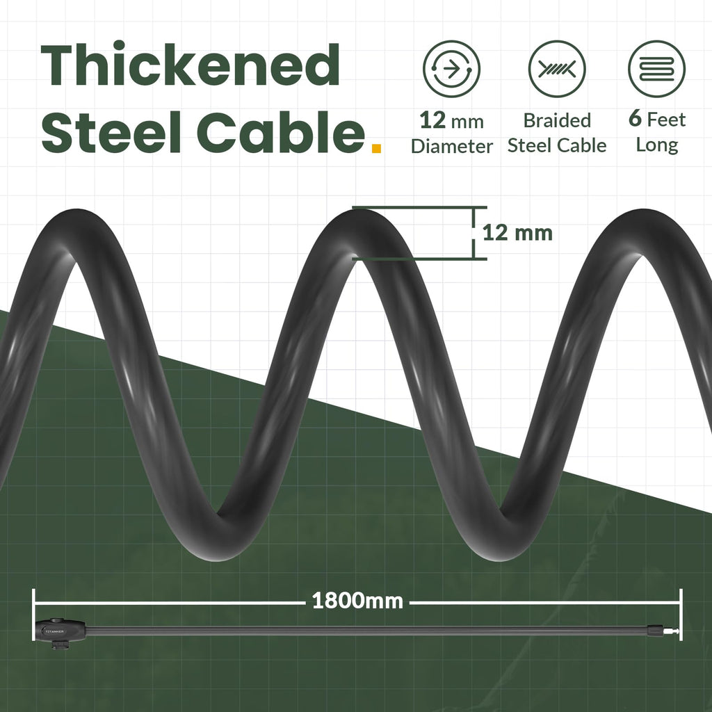 Titanker Bike Locks With Keys, Bike Lock Cable 6 Feet Coiled Secure Bike Cable Lock With Mounting Bracket, 1/2 Inch Diameter