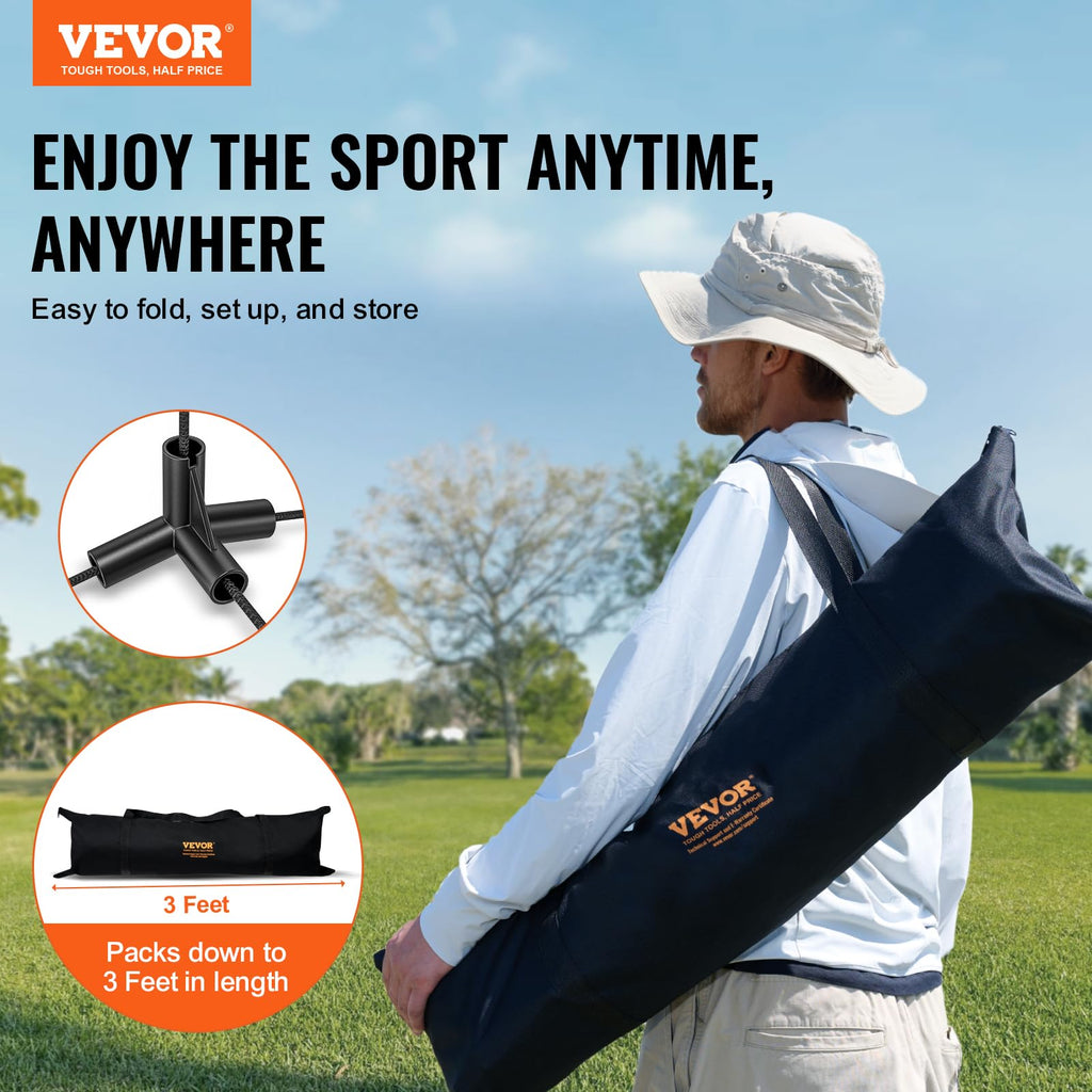 Vevor Badminton Net, 20Ft Wide Foldable Pickleball Set With Stand, Bag, Rackets, Nylon Shuttlecocks For Kid Backyard Indoor Outd