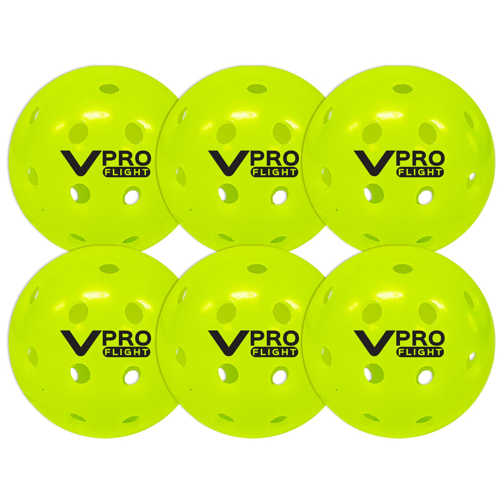 Vulcan | Vpro Flight Outdoor Pickleball | Official Ball Of The Ppa Tour & Mlp | Hi-Vis Yellow | 6 Pack