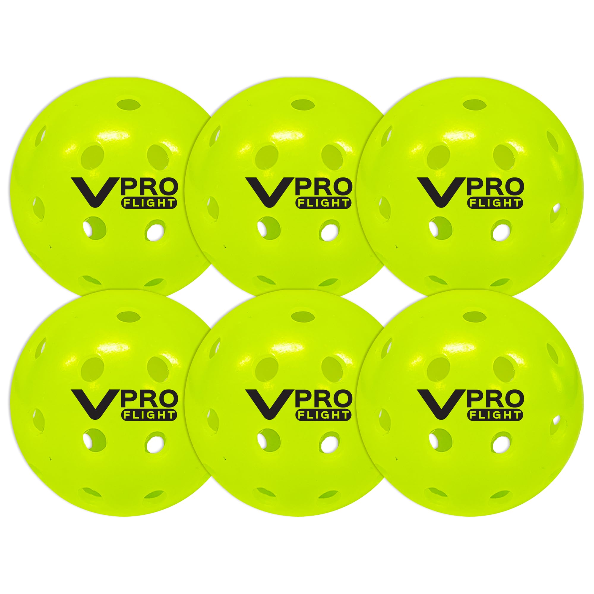 Vulcan | Vpro Flight Outdoor Pickleball | Official Ball Of The Ppa Tour & Mlp | Hi-Vis Yellow | 6 Pack