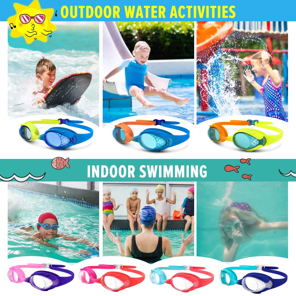 Outdoormaster Kids Swim Goggles 2 Pack - Quick Adjustable Strap Swimming Goggles For Kids - A