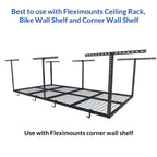 Fleximounts 4-Pack Add-On Storage Rail Hook Accessory For Garage Ceiling Storage Rack And Wall Shelving, Black