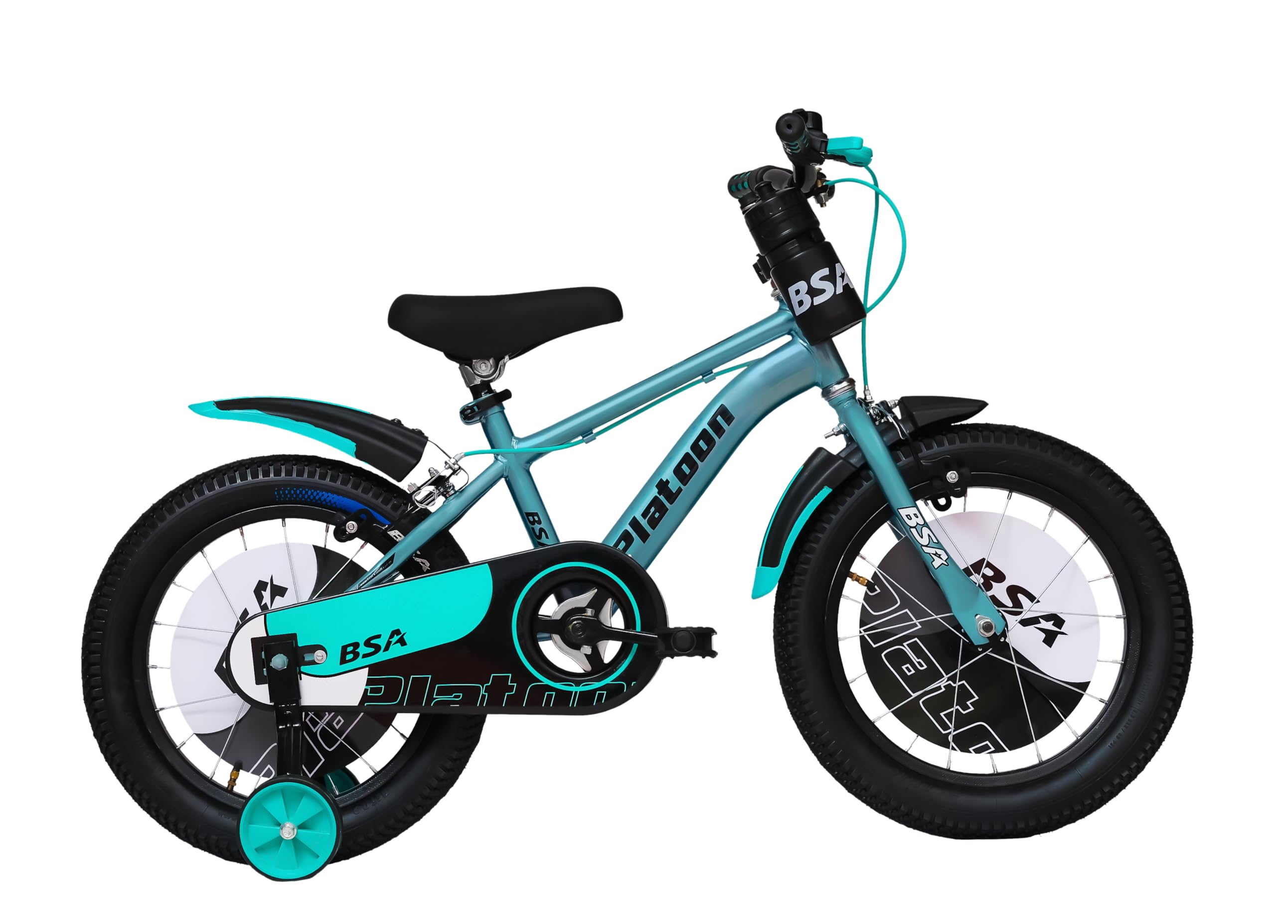 Bsa Platoon 14T Kids Bicycle With Balance Wheels & Mudguard | Ideal For Boys And Girls (3-5 Years) | Single Speed | Water Bottle