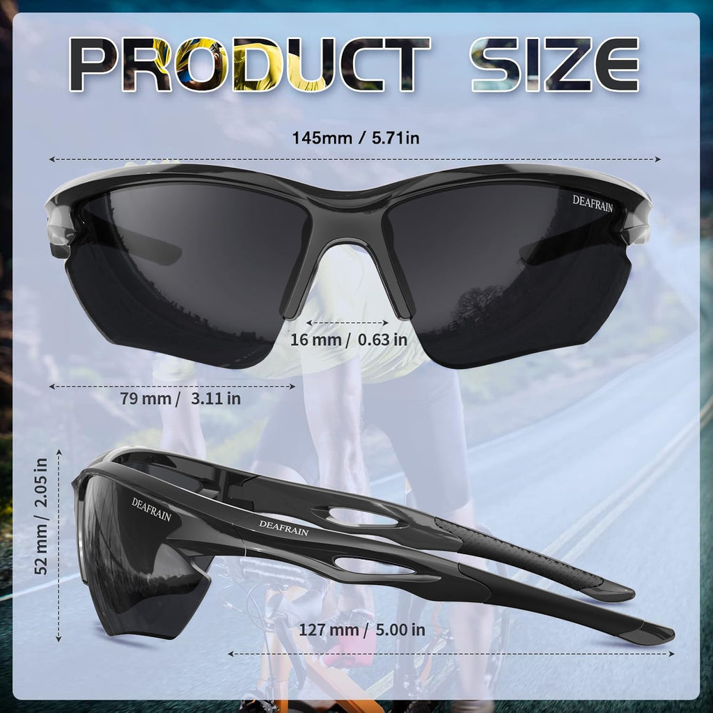 Deafrain Sports Sunglasses Polarized For Men Women Cycling Running Fishing Driving Baseball Athletic Glasses Uv400 Protection