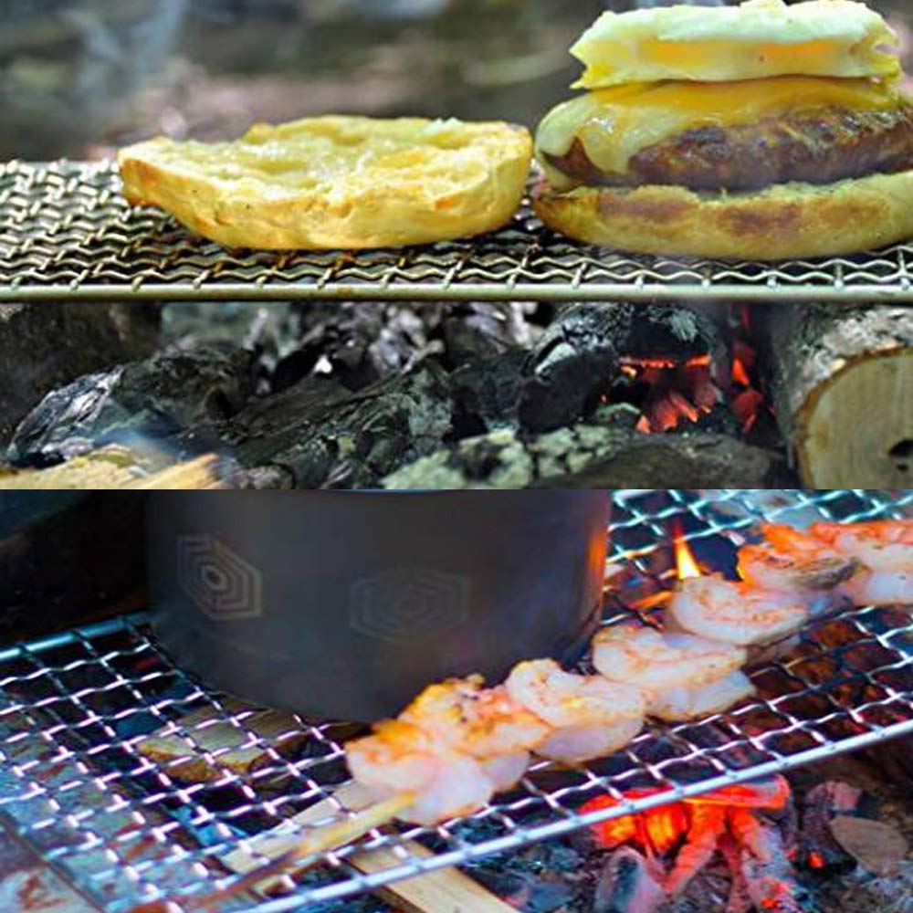 Zipseven Camping Bushcraft Backpacker Grill Welded Stainless Steel Campfire Cooking Grate High Strength Outdoor Mesh Gear For Ca