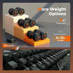 Feierdun Adjustable Dumbbells, 50Lbs Free Weight Set With Connector, 4 In1 Dumbbells Set Used As Barbell, Kettlebells, Push Up S