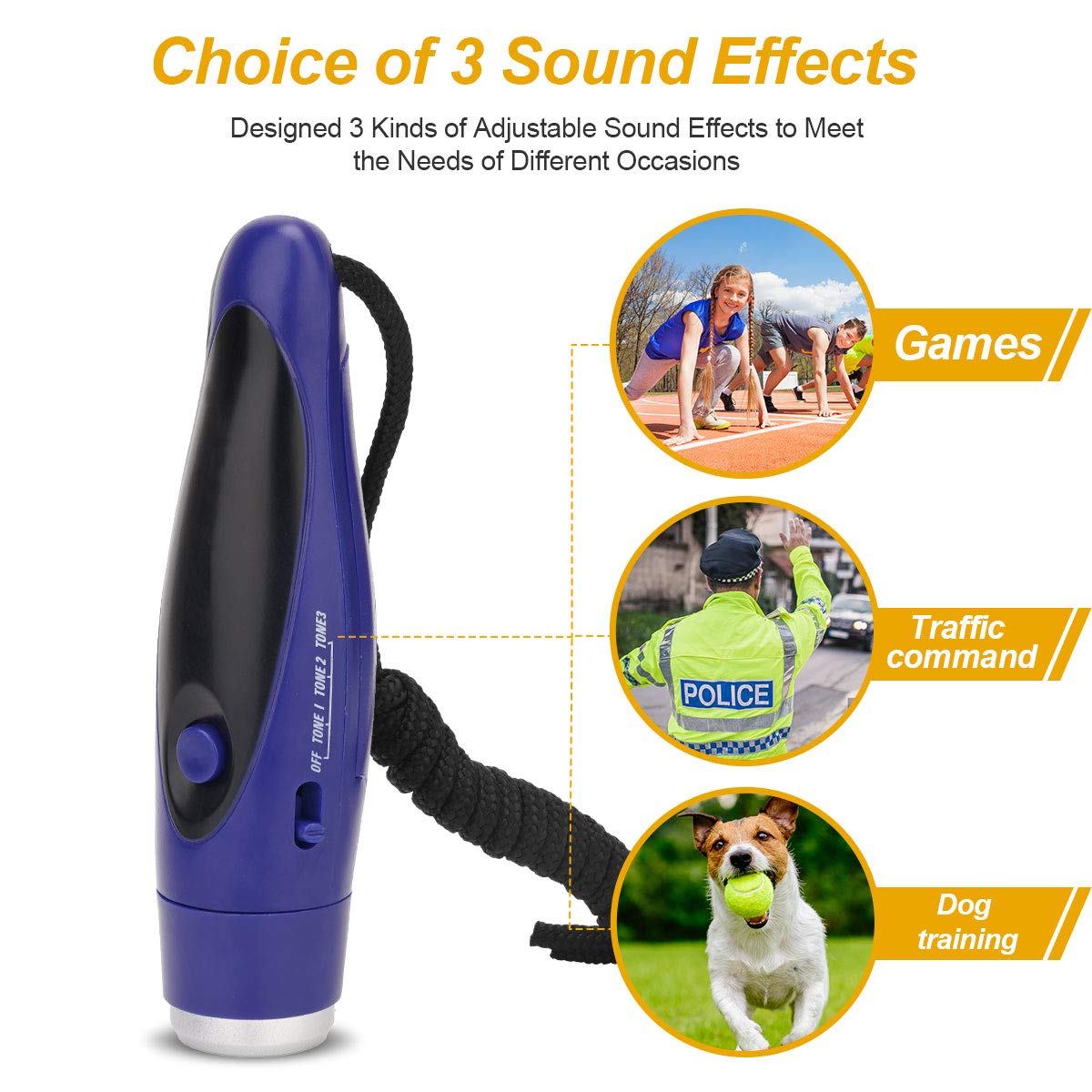 Electronic Whistle, Battery Operated Whistle Adjustable 3 Different Loud Whistle Sounds With Lanyard Handheld Electronic Whistle