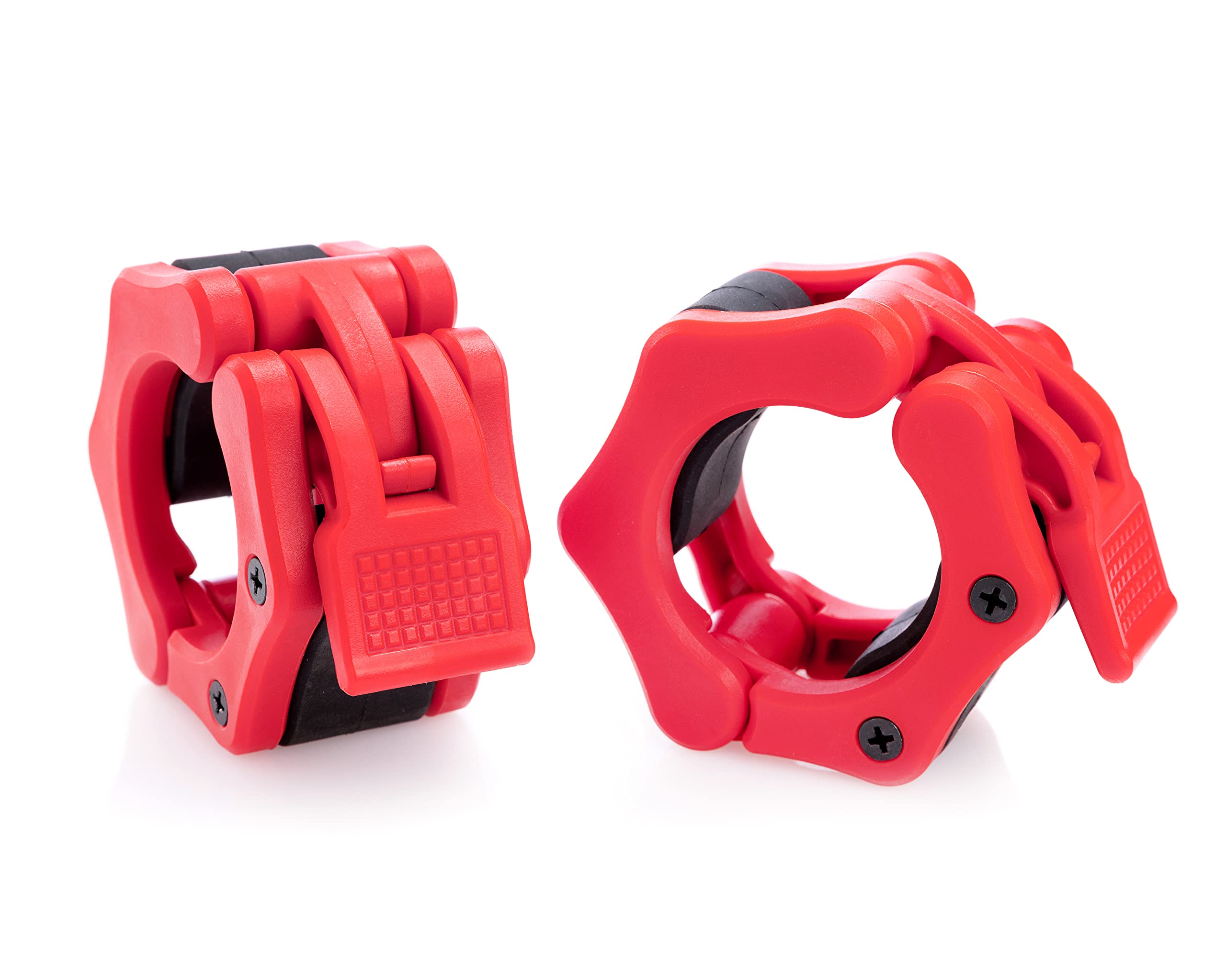 Hacuba Fitness Olympic Barbell Clamps Collars Quick Release Pair Weight Clips For 2 Inch Barbell Red